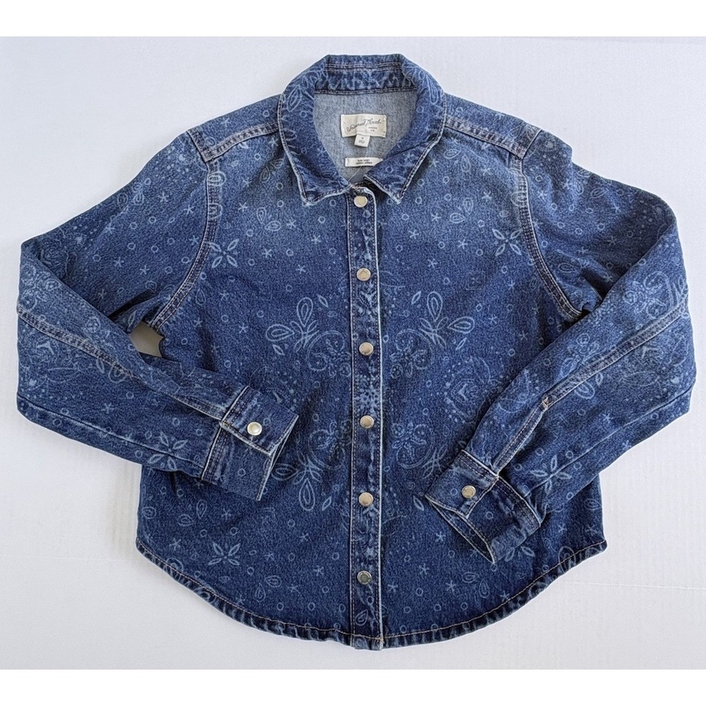 Universal Thread Womens Long Sleeve Collared Easy Denim Shirt Bandana Medium NWT